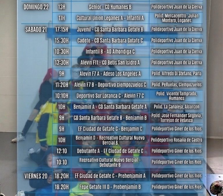 HORARIOS&nbsp;20, 21 y 22 DE MARZO