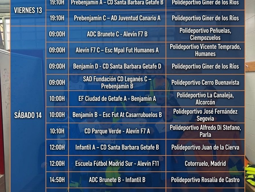 HORARIOS&nbsp;13 , 14 y 15 de MARZO