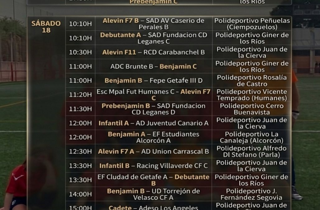 HORARIOS 17, 18 Y 19 DE ABRIL