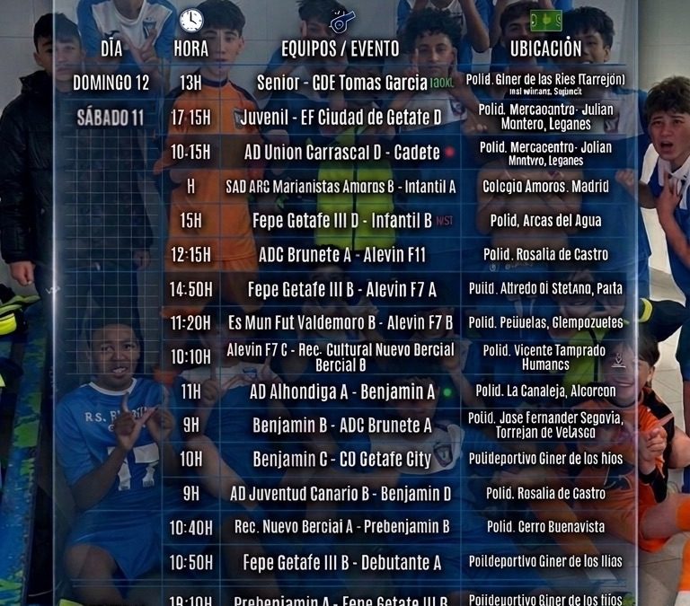 HORARIOS&nbsp;10 , 11 Y 12 DE ABRIL