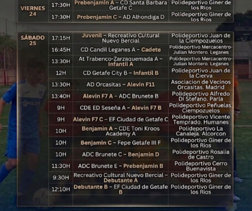 HORARIOS 24, 25 Y 26 DE ABRIL